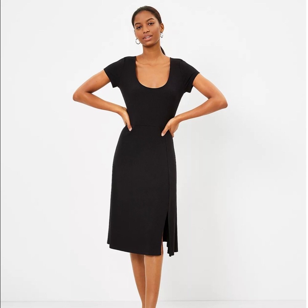 LOFT Scoop Neck Ribbed LBD